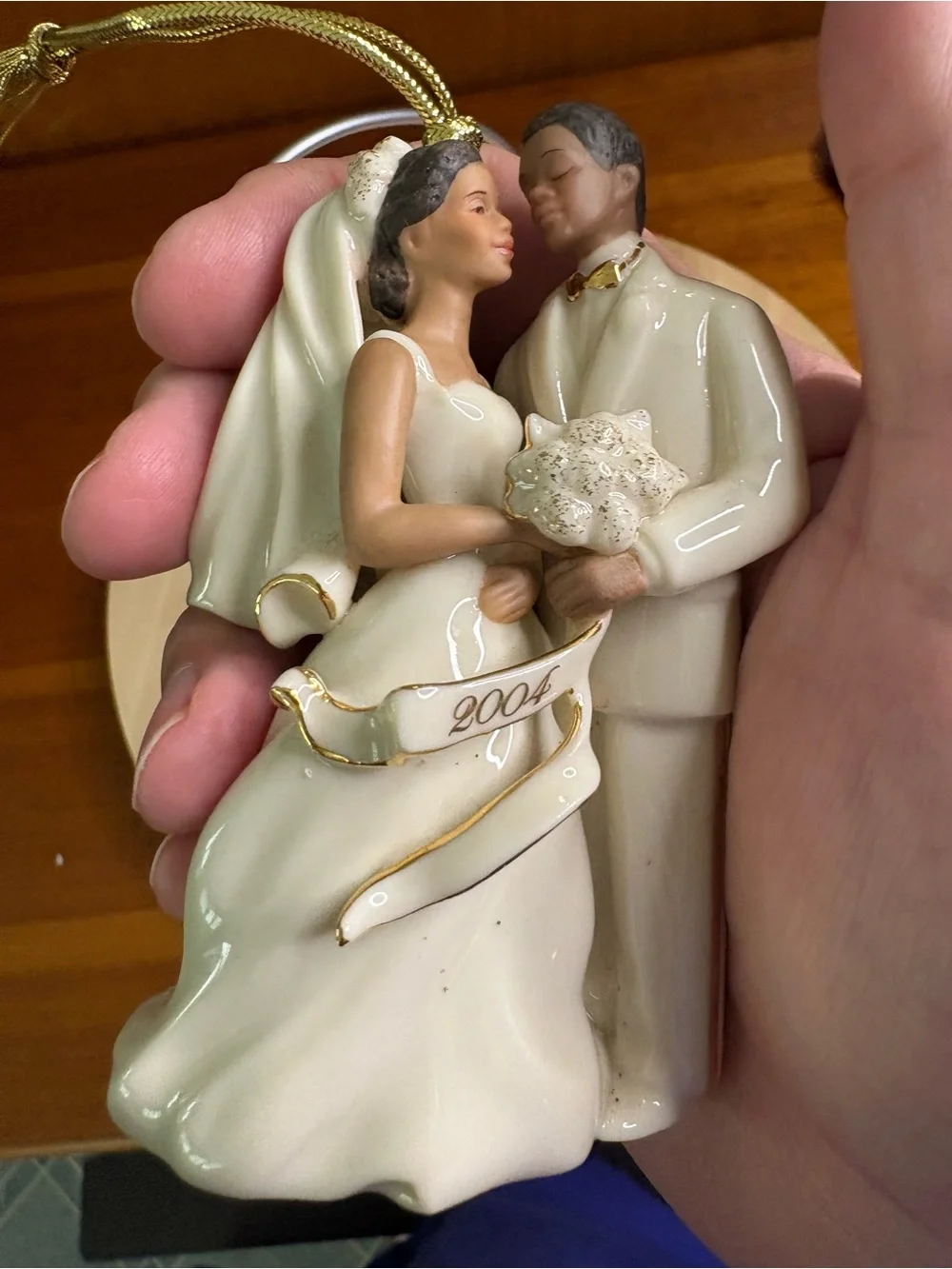 Lenox fine china bride and groom ornament, 2004 anniversary piece,